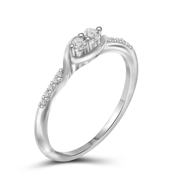 Jewelnova 1/7 Carat T.W. White Diamond 10K White Gold Promise Ring - Assorted Colors