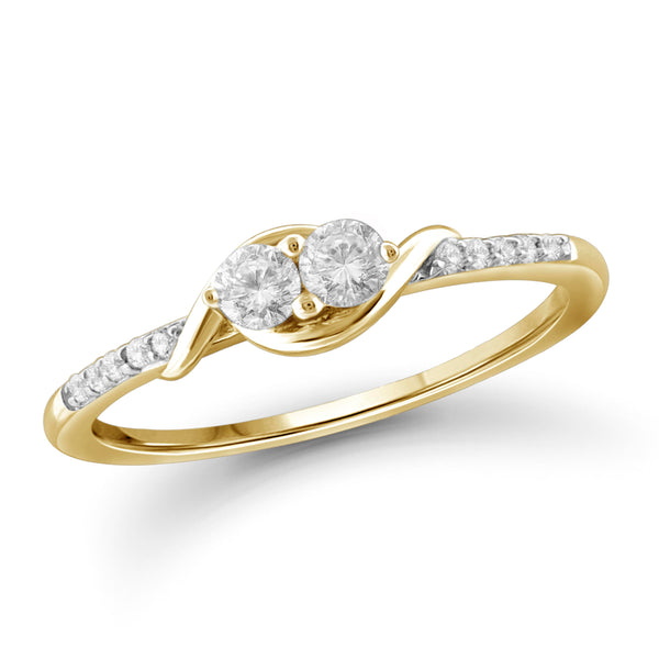 Jewelnova 1/7 Carat T.W. White Diamond 10K White Gold Promise Ring - Assorted Colors