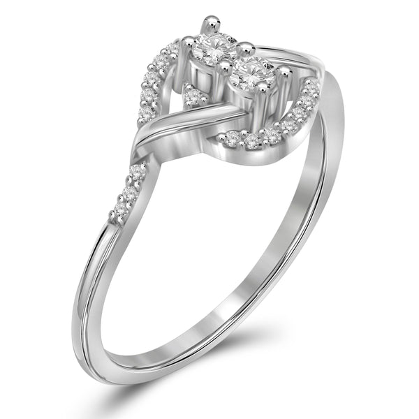 Jewelnova 1/5 Carat T.W. White Diamond 10K White Gold Promise Ring - Assorted Colors