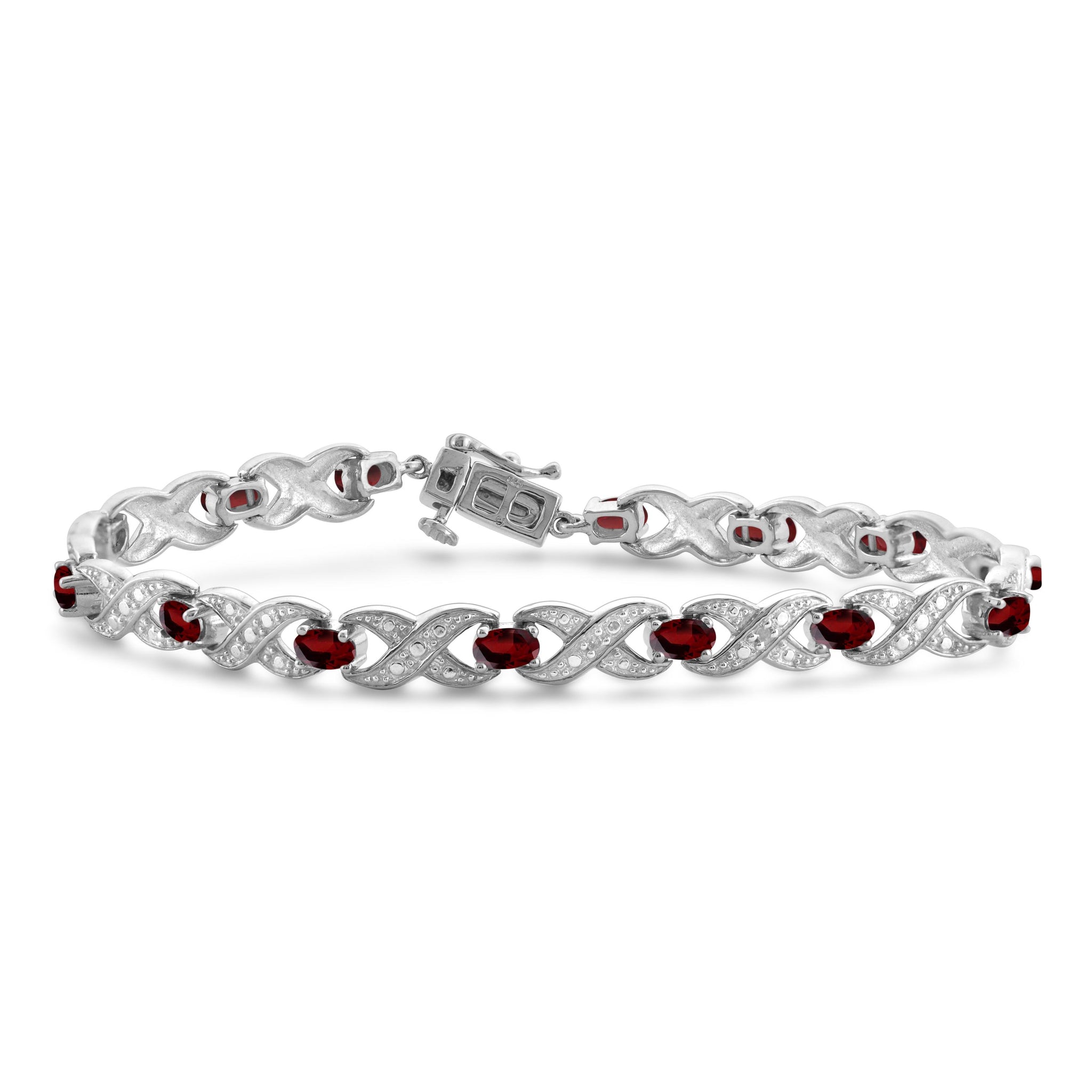 JewelonFire 4 1/2 Carat T.G.W. Garnet And White Diamond Accent Sterling Silver Bracelet - Assorted Colors