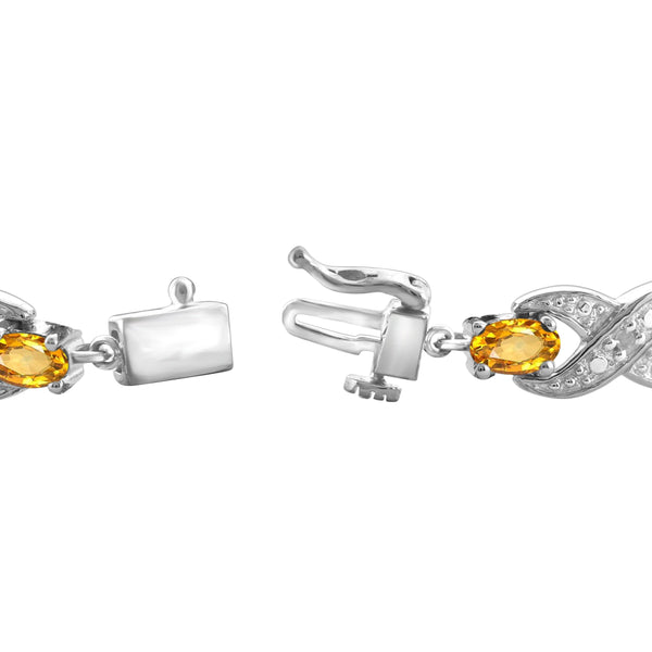JewelonFire 3.00 Carat T.G.W. Citrine And White Diamond Accent Sterling Silver Bracelet - Assorted Colors