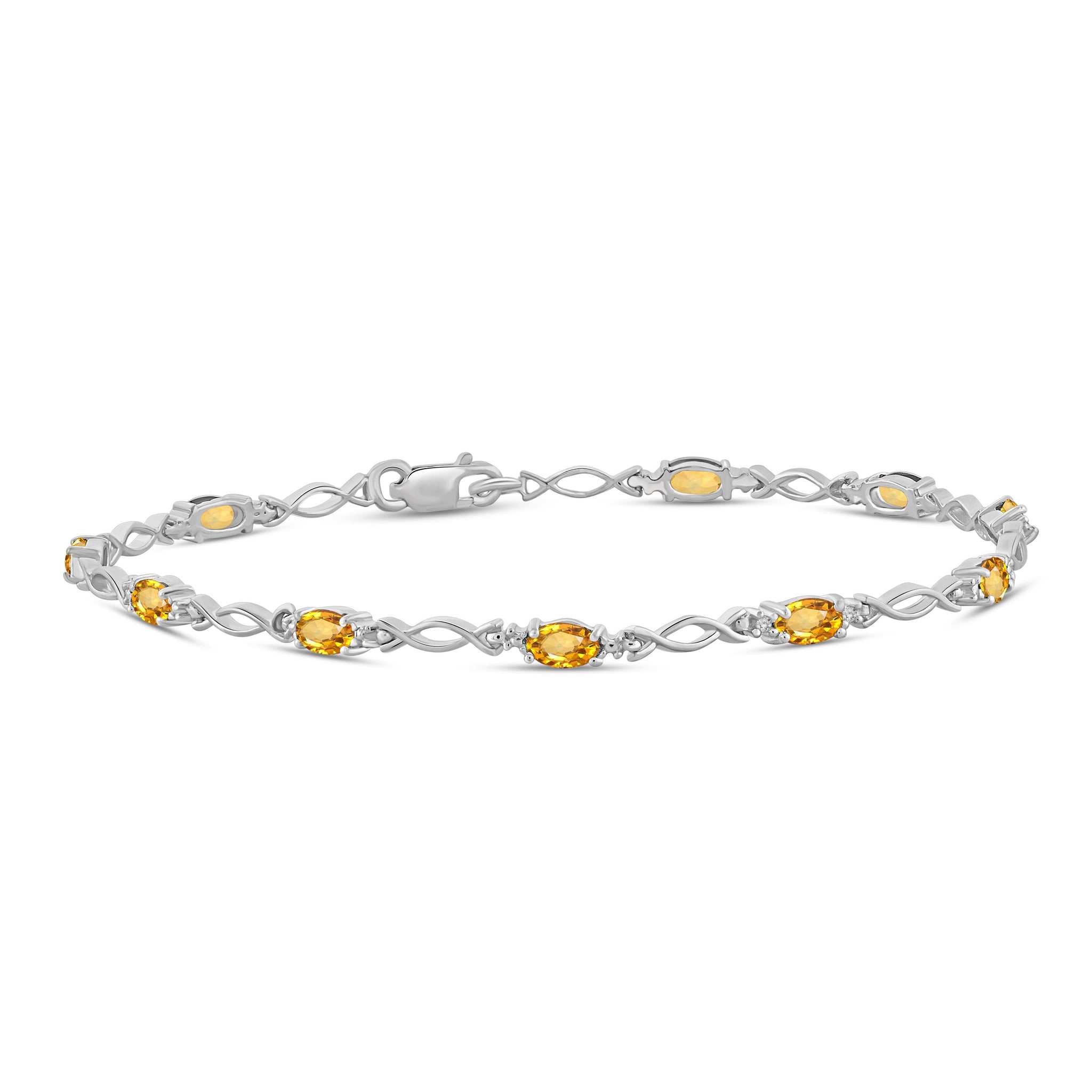JewelonFire 2 1/5 Carat T.G.W. Citrine And White Diamond Accent Sterling Silver Bracelet - Assorted Colors
