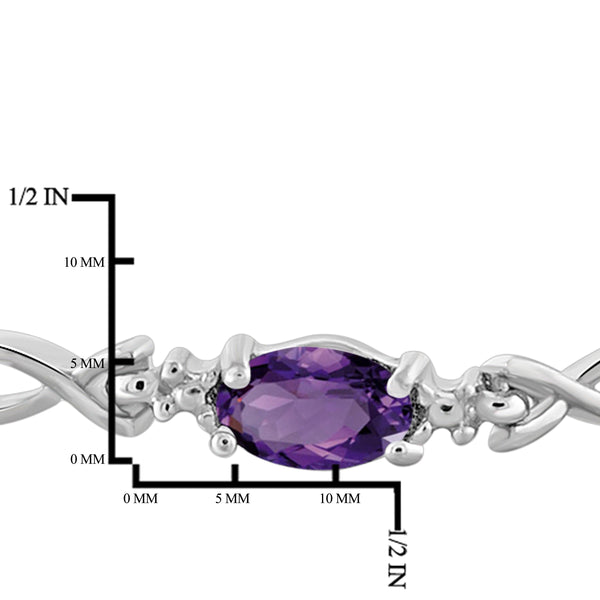 JewelonFire 2 1/3 Carat T.G.W. Amethyst And White Diamond Accent Sterling Silver Bracelet - Assorted Colors