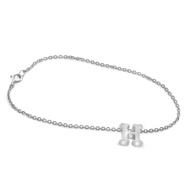 JewelonFire "A to Z" Initial Sterling Silver Charm Bracelet - Assorted Colors