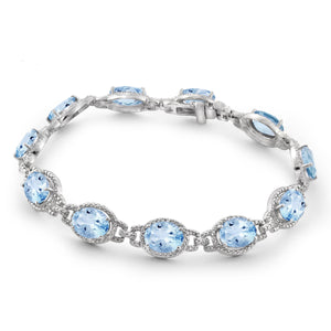 JewelonFire 25 1/3 Carat T.W. Sky Blue Topaz And White Diamond Bracelet Sterling Silver Bracelet - Assorted Colors
