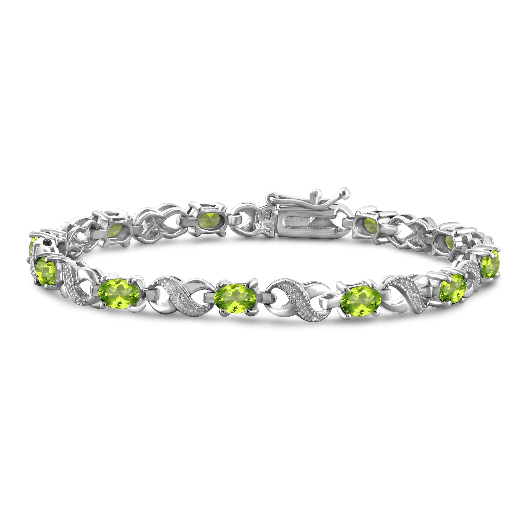 JewelonFire 5 3/4 Carat T.G.W. Peridot And White Diamond Accent Sterling Silver Bracelet - Assorted Colors