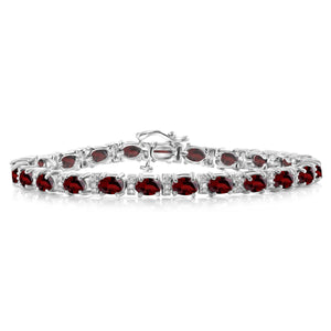 JewelonFire 12.50 Carat T.G.W. Genuine Garnet And White Diamond Accent Sterling Silver Bracelet - Assorted Colors