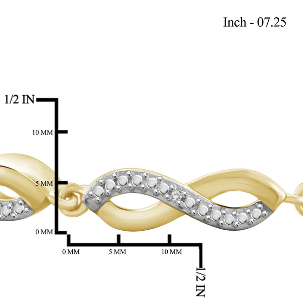 JewelonFire White Diamond Accent 14kt Gold Plated Brass Infinity Bracelet, 7.25"