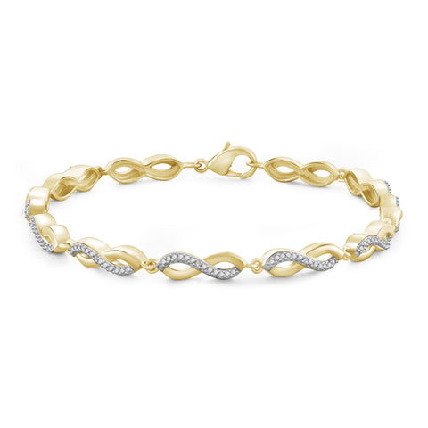 JewelonFire White Diamond Accent 14kt Gold Plated Brass Infinity Bracelet, 7.25"