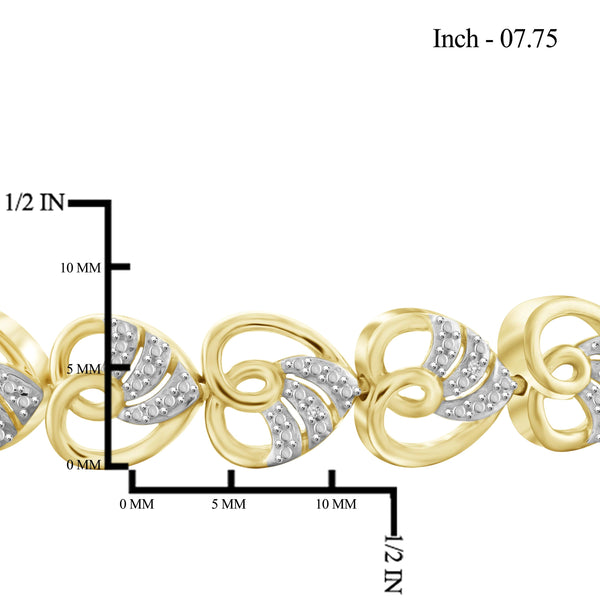 JewelonFire White Diamond Accent 14kt Gold Plated Brass Heart Bracelet, 7.75"