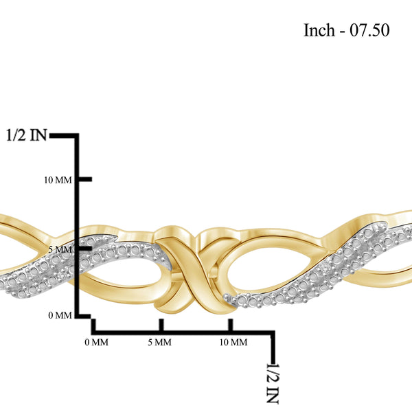 JewelonFire White Diamond Accent 14kt Gold Plated Brass Infinity Bracelet, 7.50"