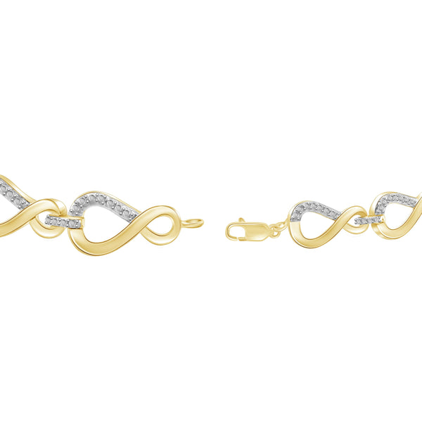 JewelonFire White Diamond Accent 14kt Gold Plated Brass Infinity Bracelet, 7.50"