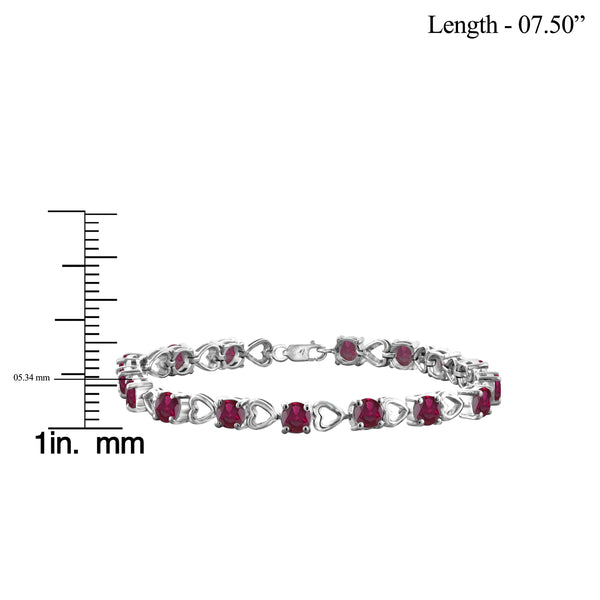 JewelonFire 10.85 Carat T.G.W. Genuine Ruby Sterling Silver Bracelet - Assorted Colors