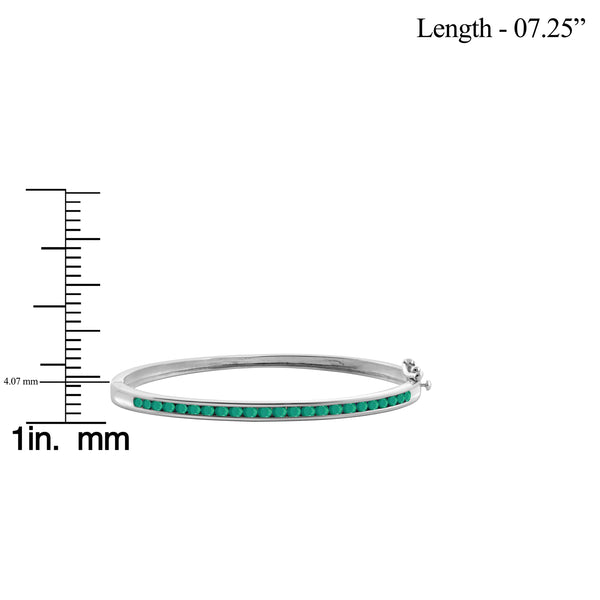JewelonFire 2.30 Carat T.G.W. Genuine Emerald Sterling Silver Bangle - Assorted Colors