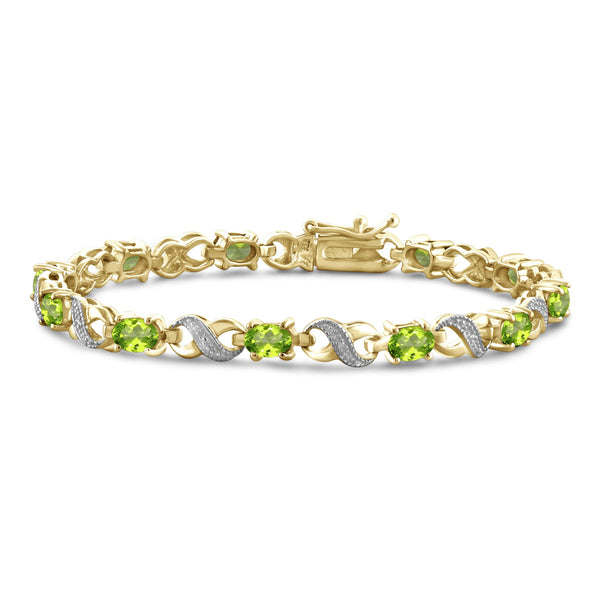 JewelonFire 5 3/4 Carat T.G.W. Peridot And White Diamond Accent Sterling Silver Bracelet - Assorted Colors