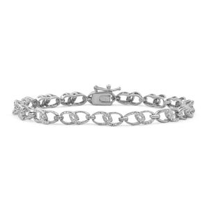 JewelonFire Accent White Diamond Sterling Silver Link Bracelet - Assorted Colors
