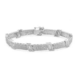 JewelonFire Accent White Diamond Sterling Silver Bracelet - Assorted Colors