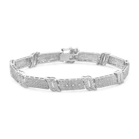 JewelonFire Accent White Diamond Sterling Silver Bracelet - Assorted Colors