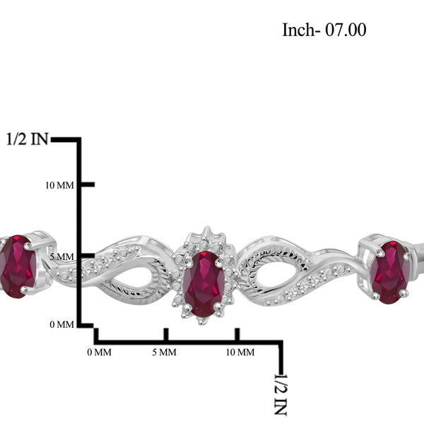 JewelonFire 3.30 Carat T.G.W. Ruby And 1/10 Carat T.W. White Diamond Sterling Silver 4 Piece Jewelry Set - Assorted Colors