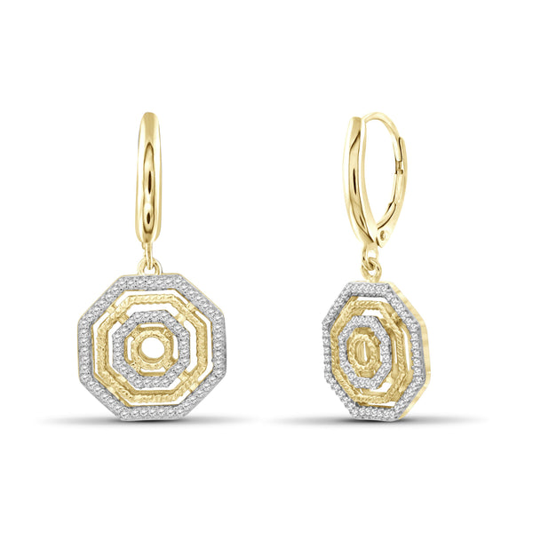 JewelonFire 1/3 Carat T.W. White Diamond Sterling Silver Octagon Earrings - Assorted Colors