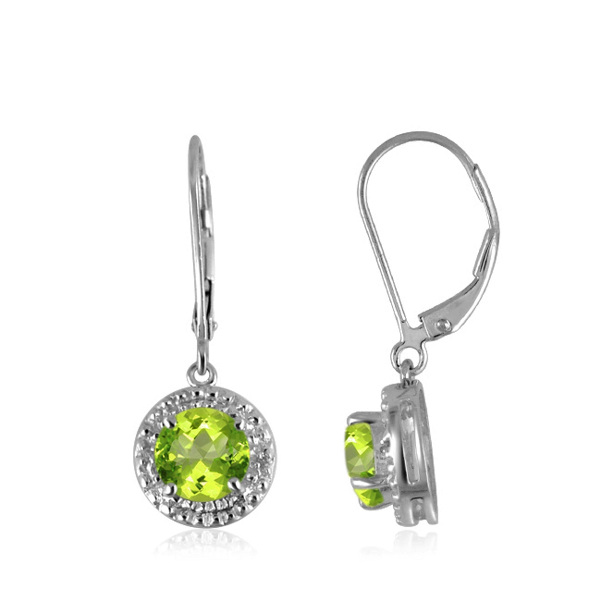 JewelonFire 2 3/4 Carat T.G.W. Peridot And White Diamond Accent Sterling Silver Drop Earrings - Assorted Colors