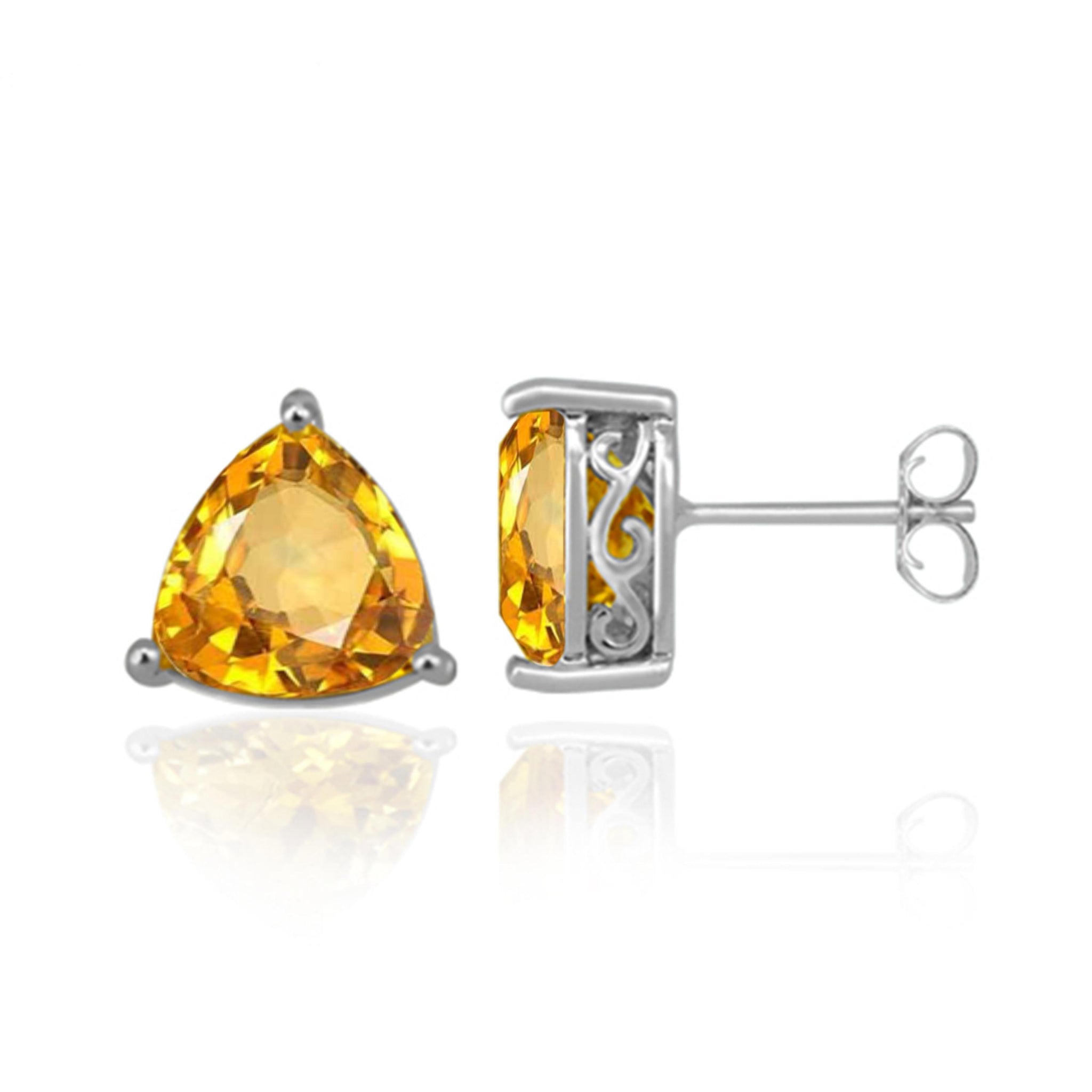 JewelonFire 4.00 Carat T.G.W. Citrine and Sterling Silver Stud Earrings