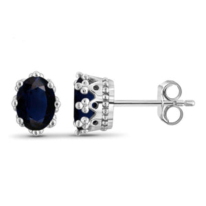 JewelonFire 2.10 Carat T.G.W. Sapphire Sterling Silver Crown Earrings - Assorted Colors