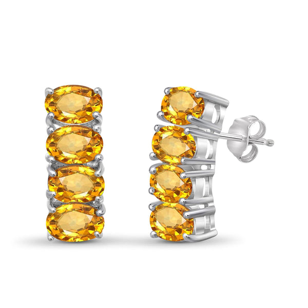 JewelonFire 3 3/4 Carat T.G.W. Citrine Sterling Silver Earrings - Assorted Colors