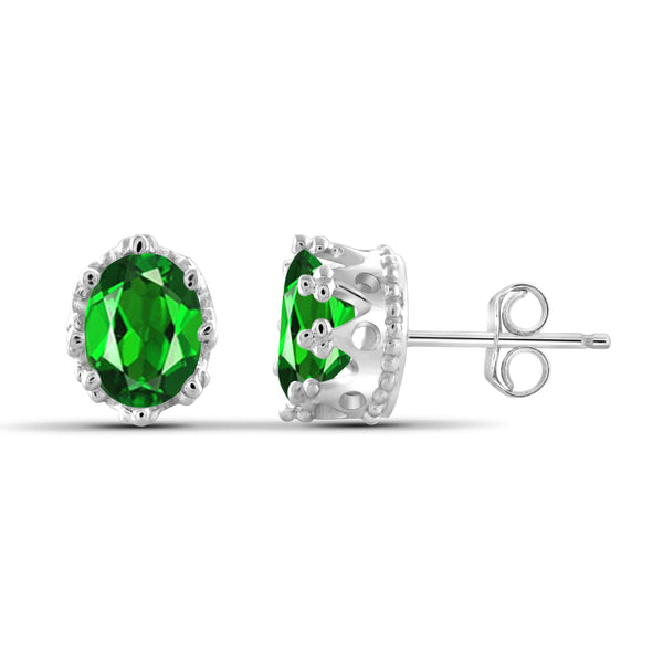 JewelonFire 2.40 Carat T.G.W. Chrome Diopside Sterling Silver Stud Earrings - Assorted Colors