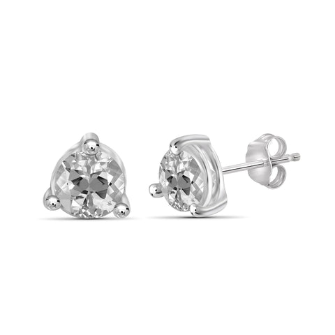 JewelonFire 1 3/4 Carat T.G.W. White Topaz Sterling Silver Stud Earrings - Assorted Colors