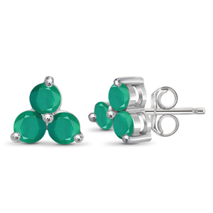 JewelonFire 1 3/4 Carat T.G.W. Emerald Sterling Silver Stud Earrings - Assorted Colors