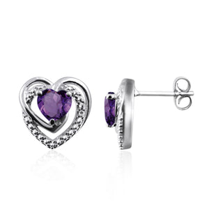 JewelonFire 3/4 Carat T.G.W. Amethyst And White Diamond Accent Sterling Silver Earrings - Assorted Colors