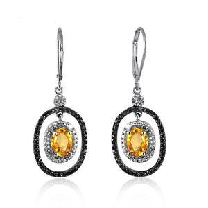 JewelonFire 2 1/4 Carat T.G.W. Citrine And White Diamond Accent Sterling Silver Dangle Earrings - Assorted Colors