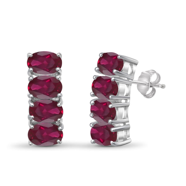 JewelonFire 3.80 Carat T.G.W. Ruby Sterling Silver Earrings - Assorted Colors