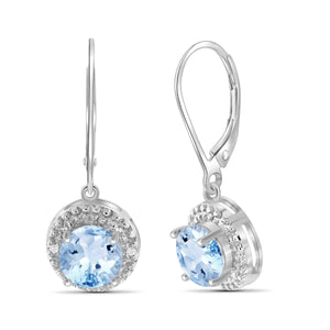 JewelonFire 3 1/5 Carat T.G.W. Sky Blue Topaz And White Diamond Accent Sterling Silver Drop Earrings - Assorted Colors