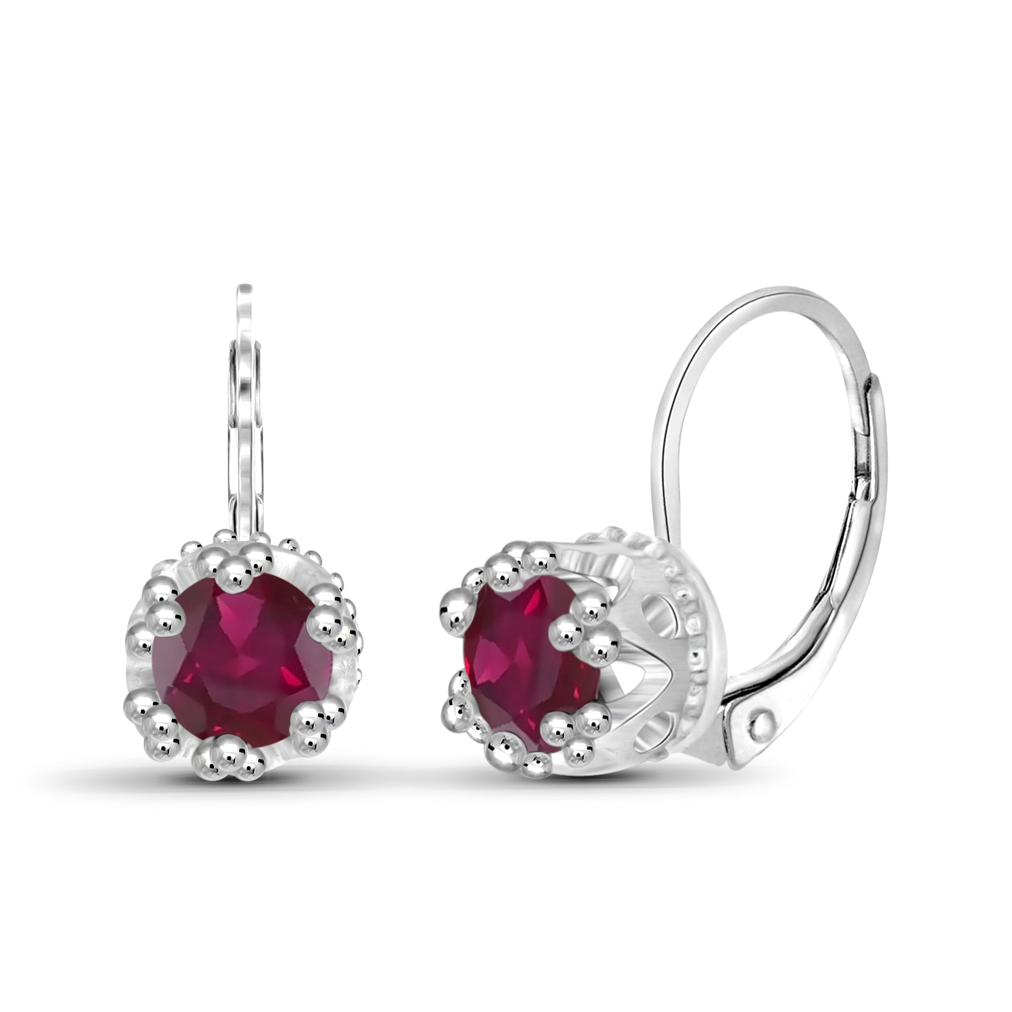 JewelonFire 1 1/3 Carat T.G.W. Ruby Sterling Silver Crown Earrings - Assorted Colors