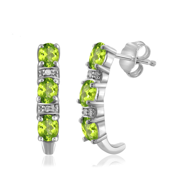 JewelonFire 1 1/5 Carat T.G.W. Peridot and White Diamond Accent Sterling Silver Dangle Earrings - Assorted Colors