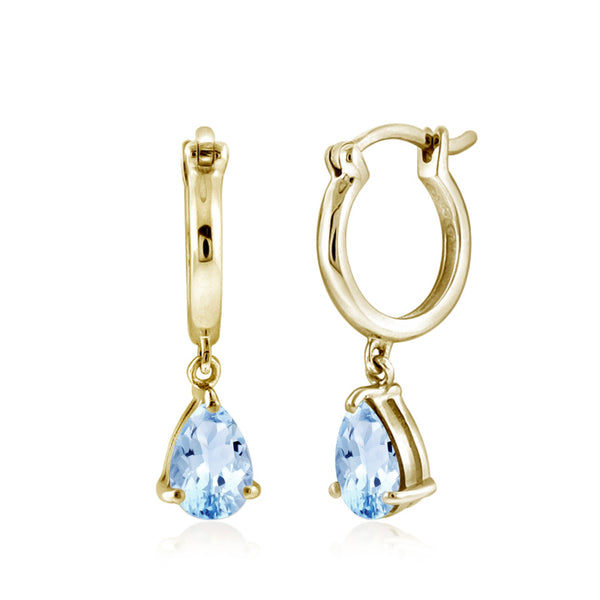 JewelonFire 1 1/5 Carat T.G.W. Sky Blue Topaz Sterling Silver Drop Earrings - Assorted Colors