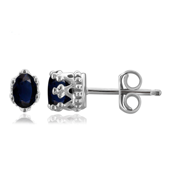 JewelonFire 0.60 Carat T.G.W. Sapphire Sterling Silver Crown Earrings - Assorted Colors
