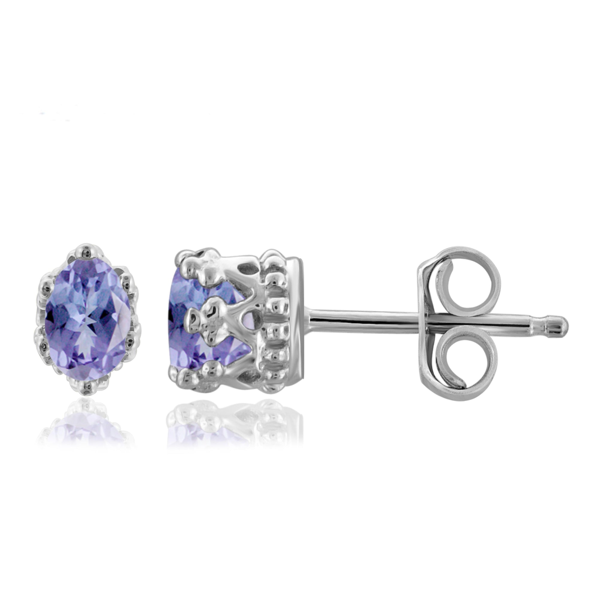 JewelonFire 0.45 Carat T.G.W. Tanzanite Sterling Silver Crown Earrings - Assorted Colors