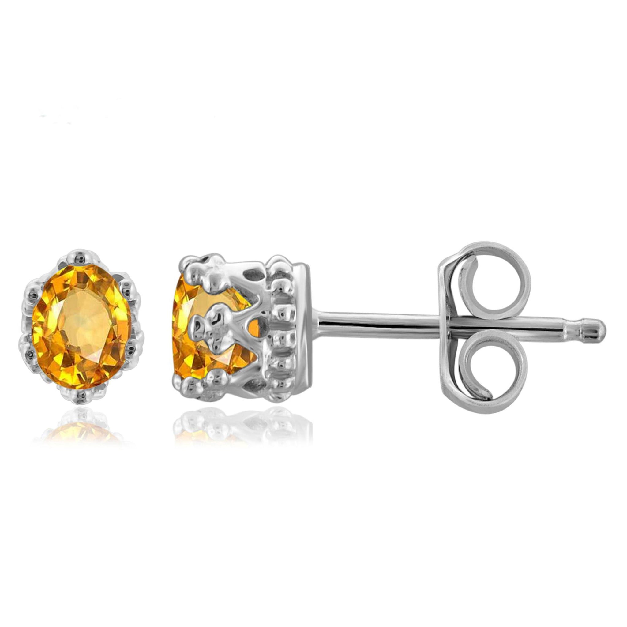 JewelonFire 1/3 Carat T.G.W. Citrine Sterling Silver Stud Earrings - Assorted Colors
