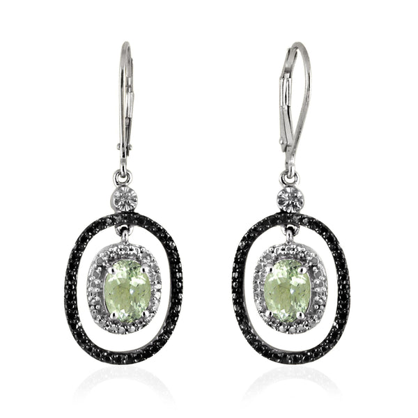 JewelonFire 2 1/2 Carat T.G.W. Green Amethyst And White Diamond Accent Sterling Silver Dangle Earrings - Assorted Colors