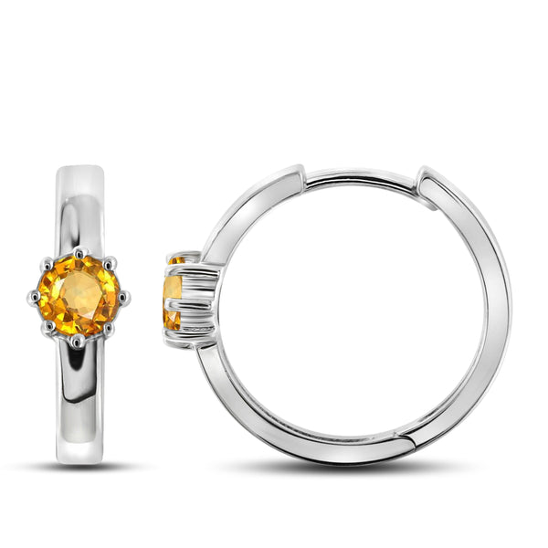 JewelonFire 1.00 Carat T.G.W. Citrine And Sterling Silver Hoop Earrings - Assorted Colors