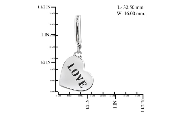 JewelonFire Sterling Silver "LOVE" Engraved My Heart Earrings - Assorted Colors