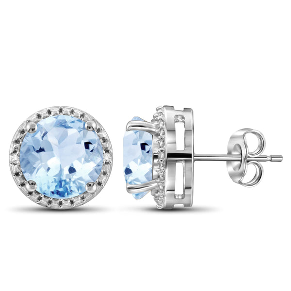 JewelonFire 2 1/2 Carat T.G.W. Sky Blue Topaz And White Diamond Accent Sterling Silver Earrings - Assorted Colors