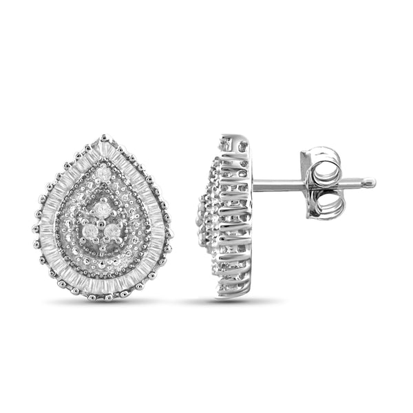Jewelnova 1/4 Carat T.W. White Diamond Teardrop Earrings in 10K Gold - Assorted Colors