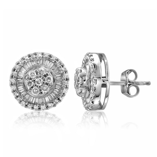 Jewelnova 1/2 Carat T.W. White Diamond Cluster Earrings in 10K Gold - Assorted Colors
