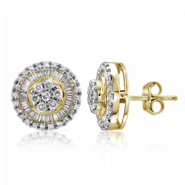 Jewelnova 1/2 Carat T.W. White Diamond Cluster Earrings in 10K Gold - Assorted Colors