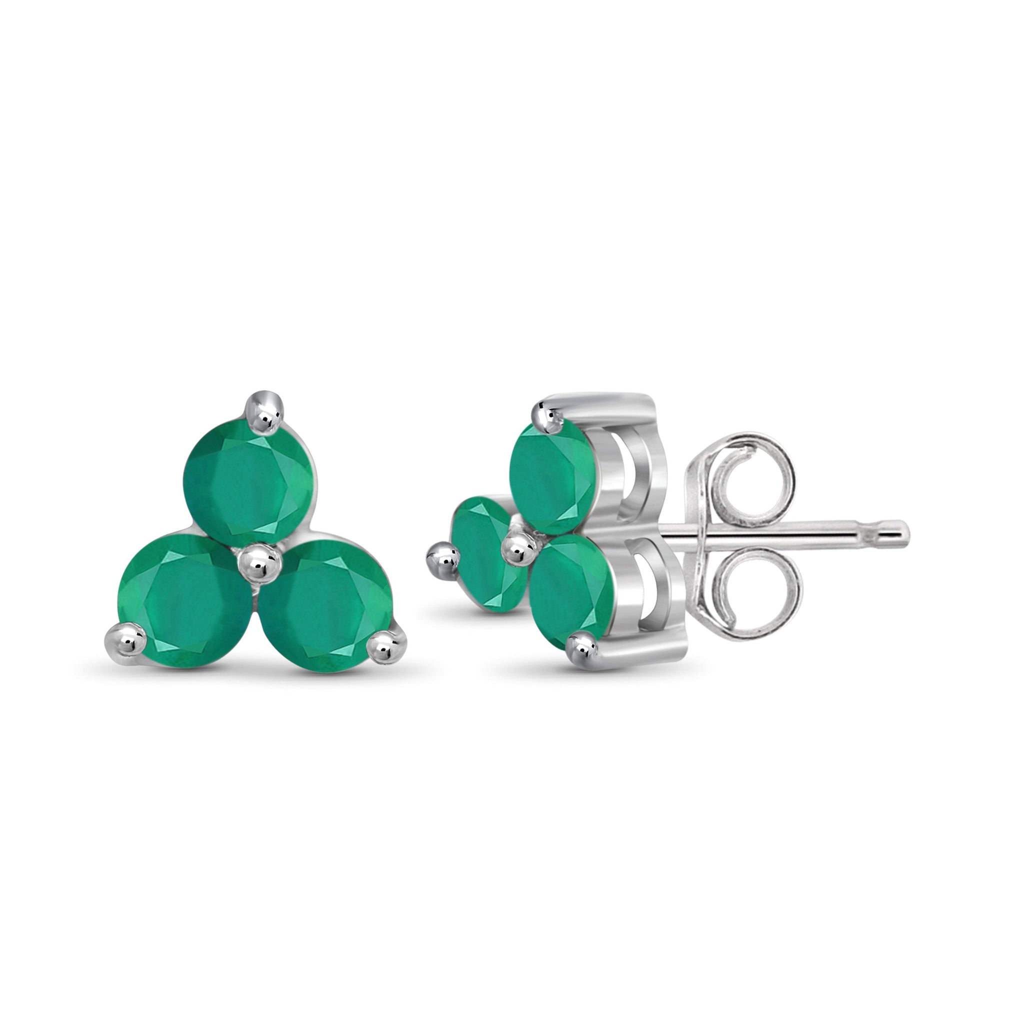 JewelonFire 3/4 Carat T.G.W. Emerald Sterling Silver Stud Earrings - Assorted Colors