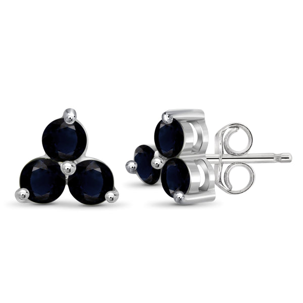 JewelonFire 2 1/4 Carat T.G.W. Sapphire Sterling Silver Stud Earrings - Assorted Colors